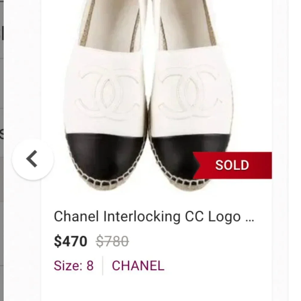 100% Authentic Chanel Black Lace Vacation CC Logo Slip on Espadrilles Size 8.5